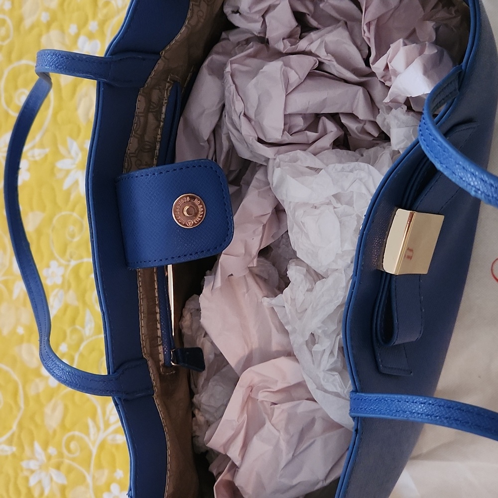 Ivanka Trump collection Blue with Gold bow handbag